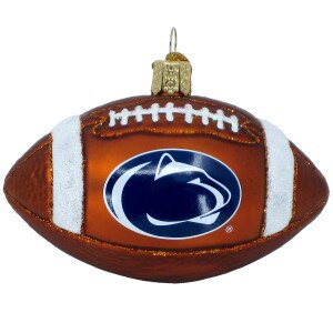 glass football ornament with Penn State Athletic Logo